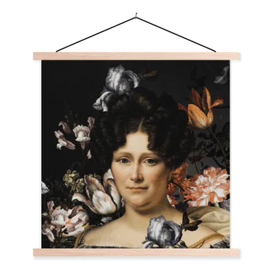 Produktbild von MuchoWow® Textilposter Kunst - Blumen - Alte Meister 120x120 cm mit holzfarbenen Rahmen - Textil-Poster