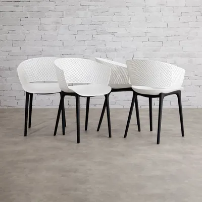 Produktbild von Gartenstuhl OLINDO 4er Set, weiß - In- & Outdoor Stühle aus Kunststoff, UV-Beständig und robust, Schalenstühle für Balkon, Terrasse oder Esszimmer