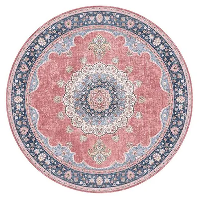 Zdjęcie produktu dla Dywan okrągły vintage - Lily Medallion Czerwony/Różowy