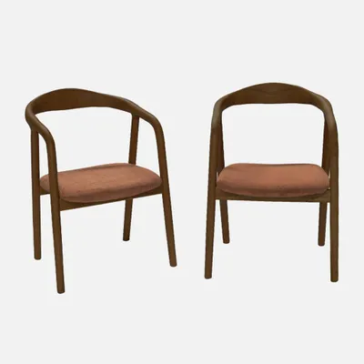 Produktbild von sweeek - 2er-Set Vintage-Sessel aus nussbaumfarbenem Heveaholz und Cord - Nussbaumfarben