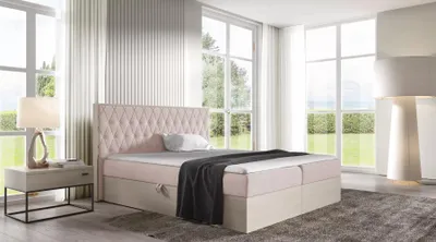 Obrázek produktu pro Manželská postel 200x220 CHANTELLE 6 - nordic teak / růžová + topper