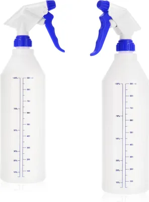 Produktbild von COM-FOUR® 2x Sprühflasche - chemiebeständiger 360 Grad Pumpsprüher mit 28/400 Gewinde für Mineralfette auf Silikonbasis, tierische und pflanzliche Öle - Zerstäuberflasche 900 ml