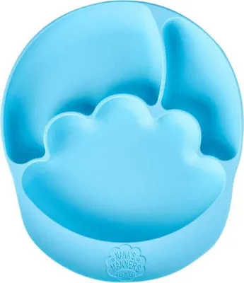 Image de Assiette en silicone avec ventouse, bleue - Nana's Manners