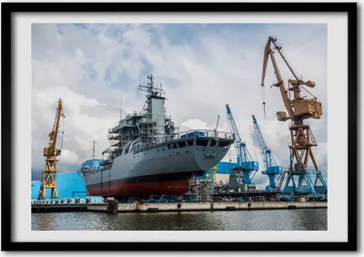 Produktbild von Bild - Bilder - Bilderrahmen - 70 cm x 50 cm - MDF-Rahmen, Wandkunst Shipyard Schiff