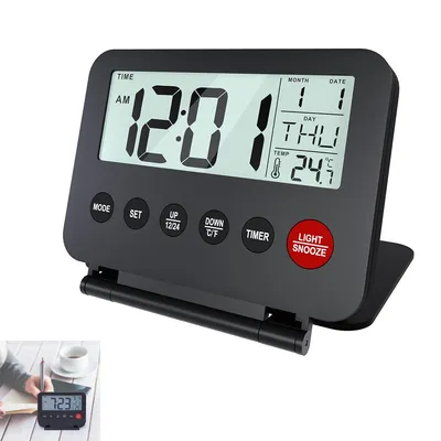 Produktbild von Wecker, Reisewecker Klappbar Digital Batteriebetrieben Tragbarer Wecker für Reisen - Digitale Uhr, Wecker, Timer, Schlummern, Datum, Temperatur