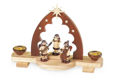 Produktbild von Kerzenständer Kerzenhalter Engeltrio Spitzbogen natur (LxBxH):22x8x15cm NEU