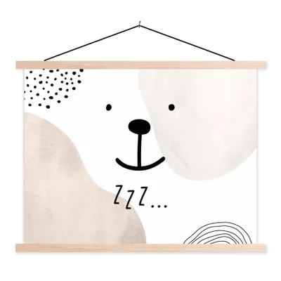 Produktbild von MuchoWow® Textilposter Zitate - Schlafen - Zzz... - Sprichwörter - Kinder - Baby - Jungen - Mädchen 40x30 cm mit holzfarbenen Rahmen - Bilder
