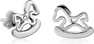 Produktbild von viva-adorno 1 Paar Damen Ohrringe Mädchen Ohrstecker 925 Silber Schaukelpferde Zirkonia Z533.D12
