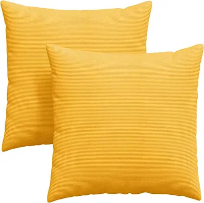 Image de vidaXL Coussins de canapé 2 pièces jaune clair 80 x 80 cm tissu velours côtelé