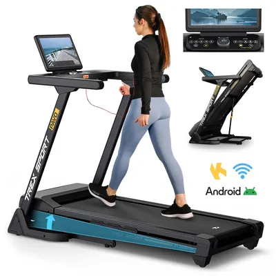 Produktbild von TREX SPORT Laufband für zuhause klappbar elektrisch TX-1000TM PAVO | Treadmill mit LCD-Touchscreen, bis 16 km/h, 24 Programme, 130 kg Benutzergewicht