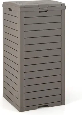 Immagine prodotto di Contenitore per rifiuti con coperchio, 118 litri, bidone per rifiuti da giardino, con vaschetta estraibile per liquidi e maniglia, contenitore per rifiuti impermeabile per uso esterno, ideale per verande, cortili e terrazzi (confezione da 1, colore marrone)