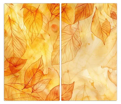 Produktbild von Spritzschutz Herdabdeckplatte Schneidebrett aus Glas Herbstblätter 2-Teilig (60x52cm)