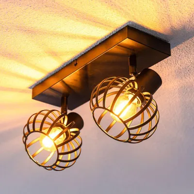 Image de HOFTRONIC - Plafonnier LED 40W 2 spots Douille E14 Noir IP20 incliné pivotant