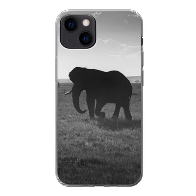 Produktbild von MuchoWow® Handyhülle Schutzhülle Hülle für iPhone 13 Elefant - Einfarbig - Tiere - Schwarz und weiß Silikon Softcase Handy Hülle - Karteninhaber