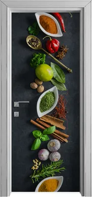 Produktbild von Tür Selbstklebende 80x210 cm Türfolie Türtapete Klebefolie - Gewürze Gemüse
