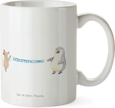 Produktbild von Mr. & Mrs. Panda Kinderbecher Maus Pinguin Geburtstag - Weiß - Geschenk, Mehrwegbecher, Geburtstage, Kindertasse, Haferl, Happy Birthday, Plastikbecher, Trinklernbecher