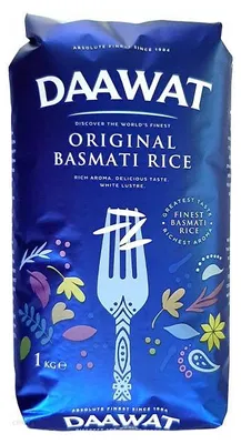 Zdjęcie produktu dla Ryż basmati Daawat Original 1 kg – długoziarnisty sypki aromatyczny