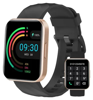 Obrázek produktu pro Chytré hodinky pro ženy i muže s funkcí telefonování přes Bluetooth, AI hlasovým asistentem, více než 110 sportovními režimy, měřením srdečního tepu a SpO2, vodotěsné (IP68), kompatibilní s iOS, barva: černá/zlatá