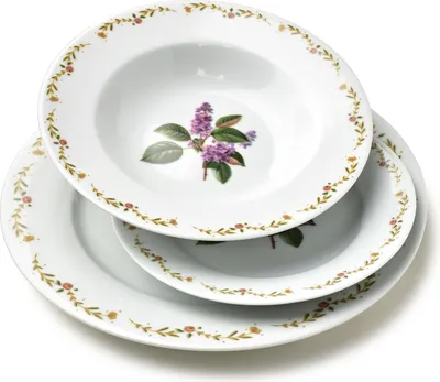 Produktbild von Tafelservice Porzellan AFFEKDESIGN by MONDEX Lea Lilac Teller 27 cm/19,2 cm/Suppenteller 21,8 cm 220 ml Weiß Beige-Lila 18-teilig (für 6 Personen)