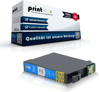 Produktbild von Kompatible Tintenpatrone für Epson Expression Home XP 2100 Expression Home XP 2100 Series Expression Home XP 2105 C13T03A24010 603XL 603 XL Cyan Blau - Office Plus Serie