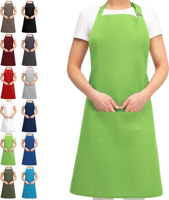 Produktbild von EllaTex Schürze Kochschürze Kellnerschürze Bistroschürze Küchenschürze Grillschürze Latzschürze 100% Baumwolle Damen / Herren / UNISEX, Farbe: Grün
