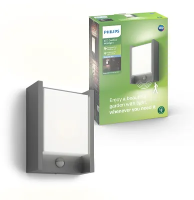 Imagen del producto de Philips myGarden, aplique de pared Arbour, 6W, luz exterior para pared, color antracita, metal, IP44, para terraza, jardín, clase II