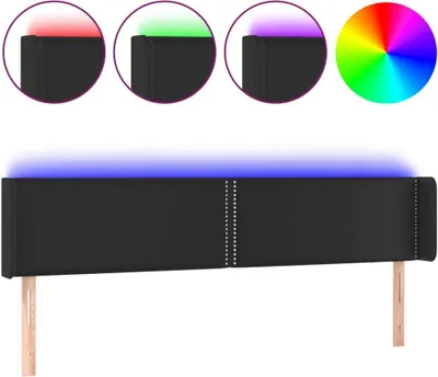 Obrázek produktu pro Čelo postele s LED černé 183 x 16 x 78/88 cm umělá kůže