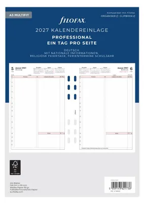 Produktbild von FILOFAX Kalendereinlage 2027 - A5 - 1 Tag / 1 Seite - Professional - deutsch