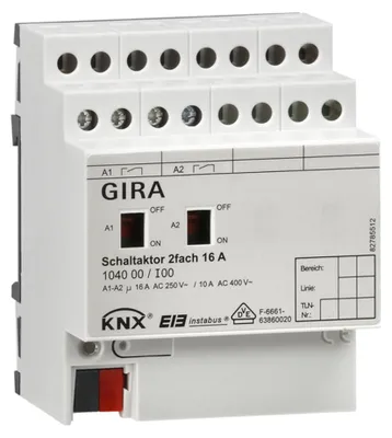 Zdjęcie produktu dla Aktor przełączający GIRA 2-krotny 16A 104000 KNX/EIB REG