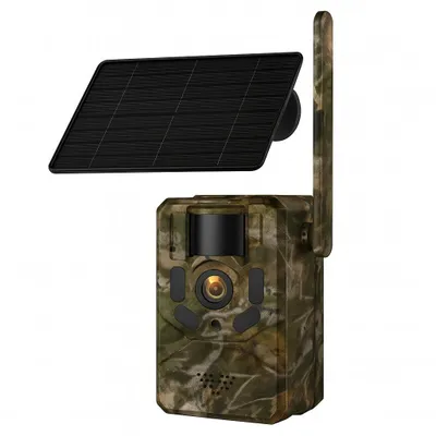 Image de Caméra de surveillance de la faune RobiCam RV-P9M-4G-GPS, 3 MP, panneau solaire, GPS, détection PIR + IA, vision nocturne couleur, carte SIM 4G, étanche IP65, autonome, noir