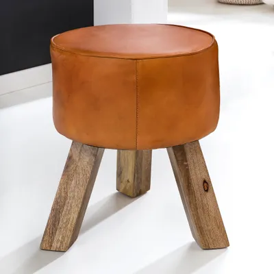 Produktbild von FineBuy Sitzhocker FB45553 Holz 37x45x37 cm Modern Design Hocker mit Leder