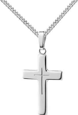Produktbild von Kreuz Anhänger 925 Silber mit Kreuz in Kreuz in hochglanz. Mit Kette 60 cm