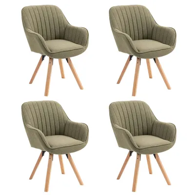 Produktbild von Meubles Cosy 4er-Set bequeme Esszimmerstühle aus grünem Stoff mit 360° Drehfunktion - CARSON