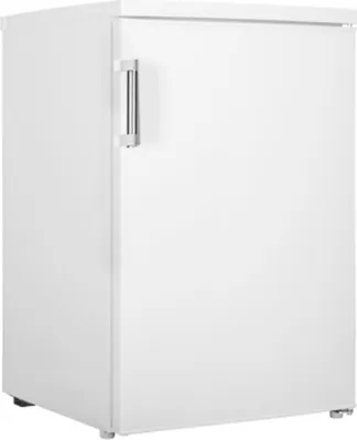A white refrigerator viewed from a slight angle.