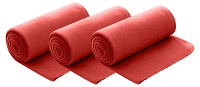 Produktbild von 3er Set Polar Fleecedecke 130x160 cm, OEKO-TEX ca. 400g Gewicht, mit Antipilling & Kettelrand - Farbe rot