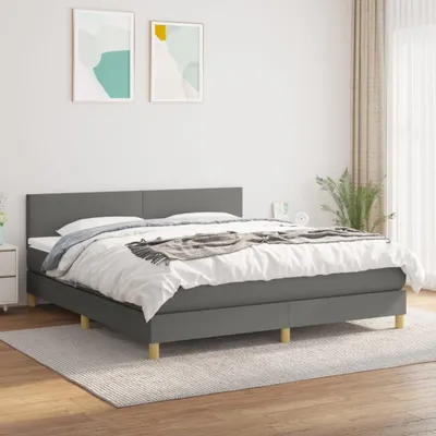 Produktbild von The Living Store Boxspringbett mit Matratze Dunkelgrau 160x200 cm Stoff