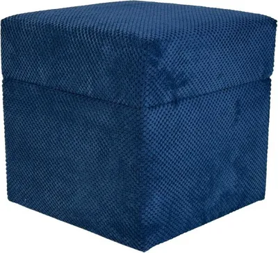A blue ottoman with a textured surface.