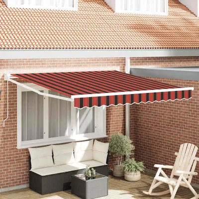 Obrázok produktu pre Maison Exclusive – Výsuvná markíza v oranžovej a hnedej farbe, rozmery 350 x 250 x 165 cm