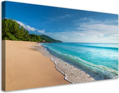 Immagine prodotto di Quadro su tela Spiaggia tropicale Paesaggio marino 80x40 Feeby Blu quadro per la parete pronto per essere appeso