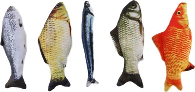 Produktbild von Katzenspielzeug-Fisch-Set, Plüsch-Simulation mit Katzenminze zum Beißen, Kauen und Treten