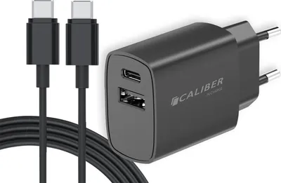 Produktbild von Caliber USB-C-Adapter - 20W Samsung-Ladegerät - mit 1,5 Meter Kabel - Geeignet für Samsung - Apple iPhone 15 - Apple iPad Pro - Schwarz (PSPQ-20CCB)