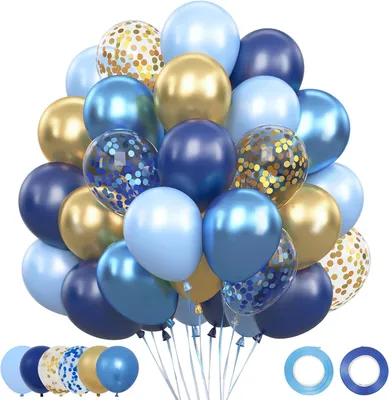 Productafbeelding van Blauwe en gouden ballonnen - Feestballonnen - 62 stuks marineblauwe en gouden ballonnen