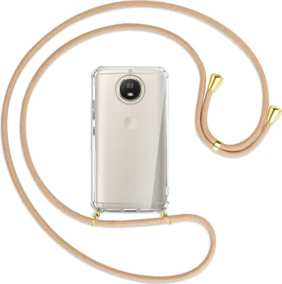 Produktbild von Handykette Backcover-Schutzhülle mit Band (Metall goldfarben) für Motorola Moto G5S - beige