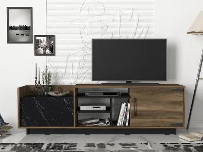 Produktbild von Wohnwand Siento Walnuss Marmor Optik | B 180 cm x H 55 cm x T 35 cm