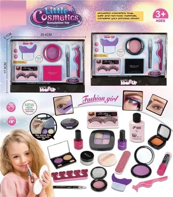 Produktbild von Kinderschminkset mit Imitationen echter Kosmetikprodukte für Mädchen ab 3 Jahren
