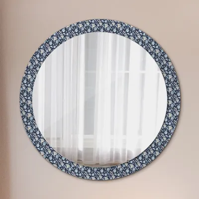 Produktbild von Ø90cm Spiegel - Glasrahmen mit Aufdruck - Wandspiegel Schlafzimmer - Boho Musterung