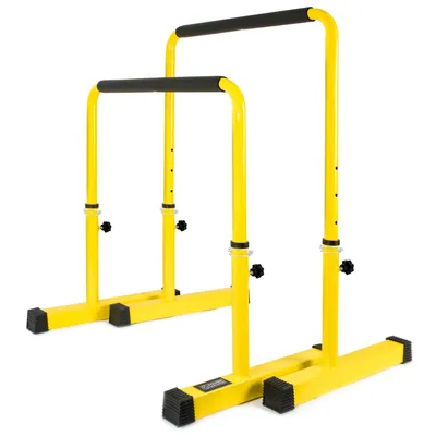 Image de Barre de dips réglable en hauteur - 76-98 cm - Accessoire d'entraînement de la force - Jaune