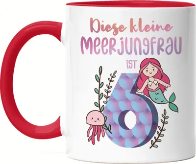 Produktbild von Diese Kleine Meerjungfrau Ist 6 Tasse Rot Geburtstagsgeschenk 6. Geburtstag Süßes Motiv