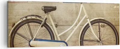 Produktbild von Bild auf Leinwand - Leinwandbild - Fahrrad Mauer Straße - 140x50cm - Wand Bild - Wanddeko - Leinwanddruck - Bilder - Kunstdruck - Wanddekoration - Leinwand bilder - Wandkunst - AB140x50-3764