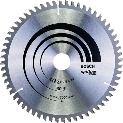 Obrázek produktu pro Bosch Optiline Wood - Kreissägeblatt - für Holz - 216 mm - 60 Zähne (2608640642)